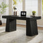 55" Executive Office Desk with Double Trapezoid Base, Modern Wooden Computer Desk for Home Office#Color_Black