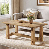 47" Solid Wood Coffee Table, Rectangular Center Table with H-Shaped Base 3