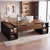 78.7" L-Shaped Executive Desk, Large Office Computer Desk with Drawer & 55" Cabinet 3