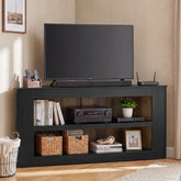 59" Corner TV Stand for 65" TV, Entertainment Center with 2-Tier Shelves, Living Room 3
