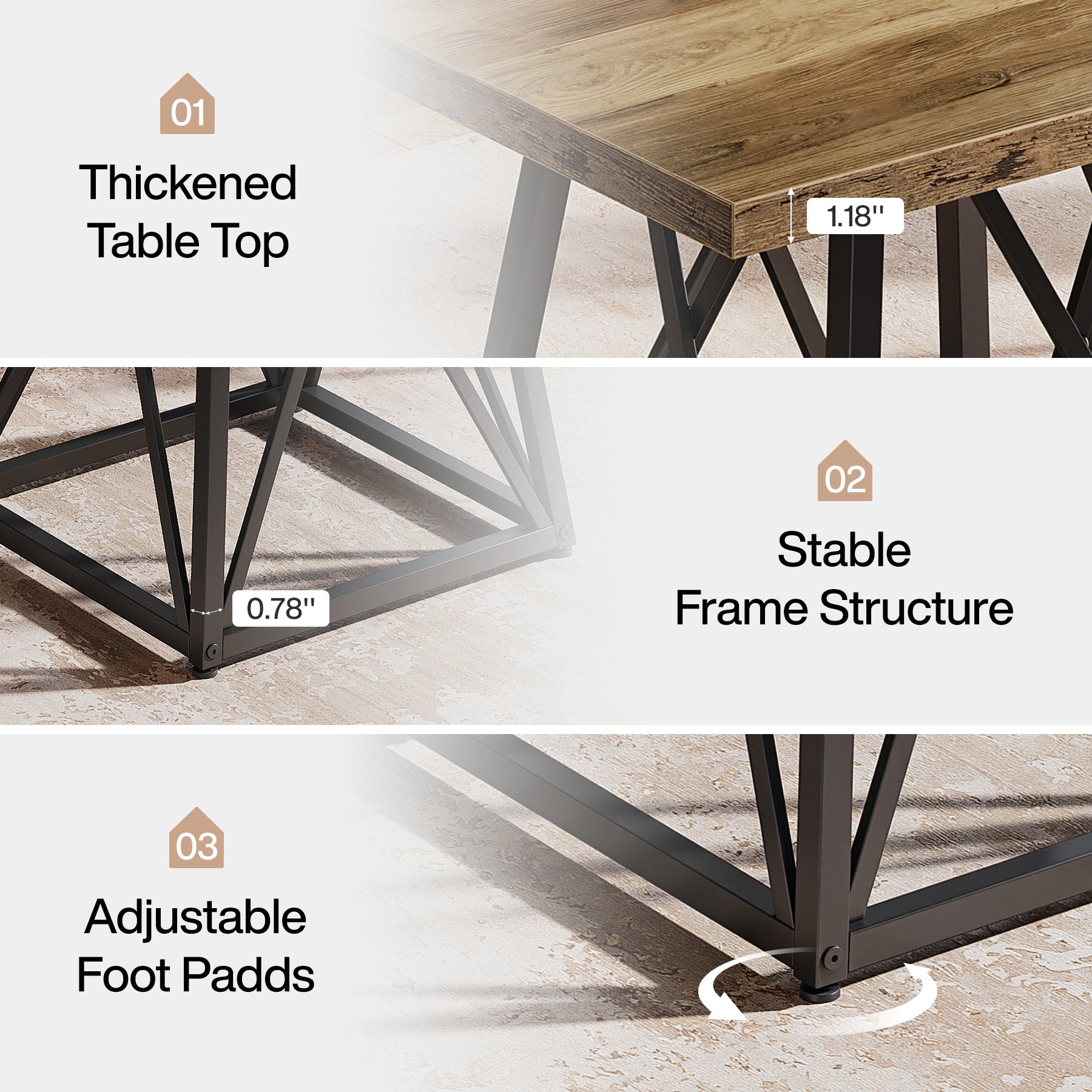 Square Dining Table for 4, 35.4" Small Kitchen Table with Metal Base