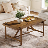 47" Solid Wood Coffee Table, Rectangular Center Tea Table with Column Legs 3