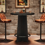 37.4" Bar Table, Wooden Bistro Pub Table with Metal Ring Footrest