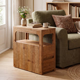 Narrow Solid Wood End Table, Farmhouse Side Table with 2 Drawers 3