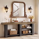 78.75" Console Table, Farmhouse Entryway Sofa Table with Muti-tier Open Shelf 3