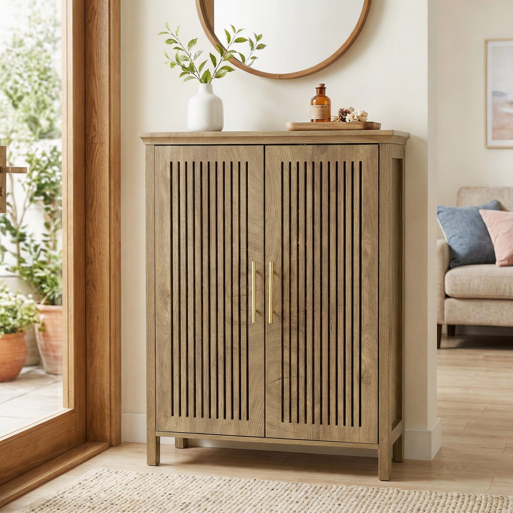 Tribesigns 5-Tier Shoe Cabinet with Doors, Tall Entryway Shoe Storage