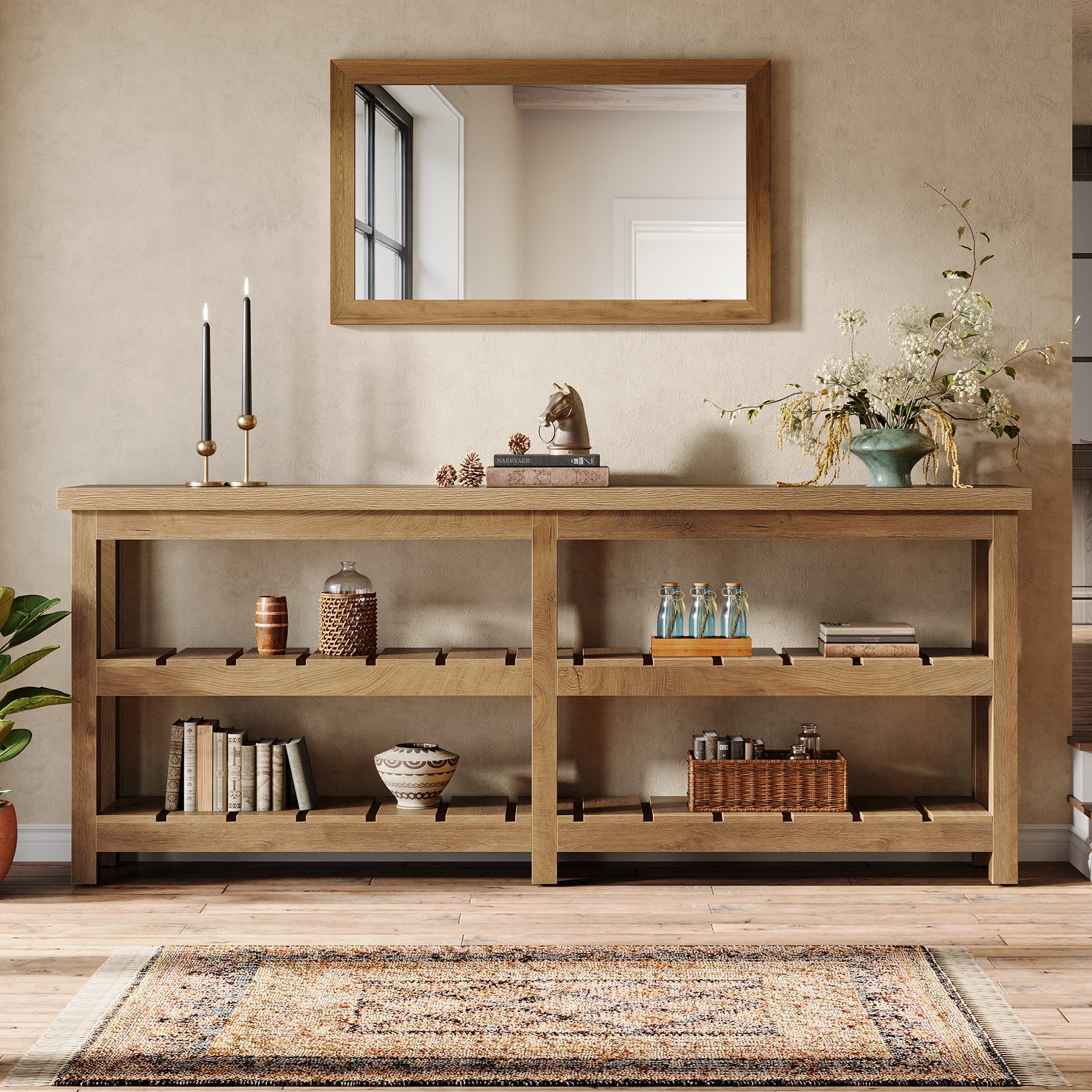 70.8" Console Table, Farmhouse 3-Tier Sofa Table Entryway Table