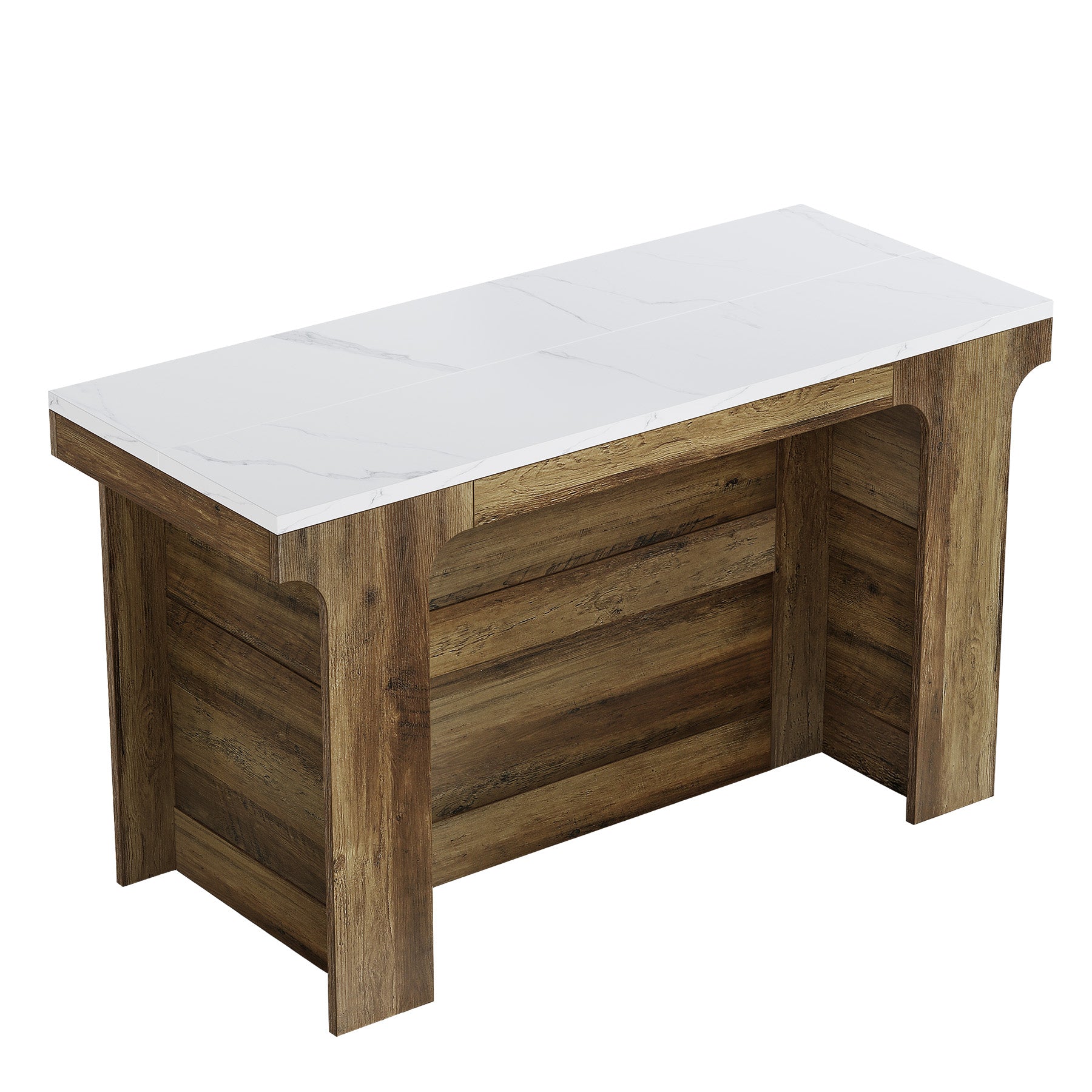 59'' Bar Table, Modern Counter Height Table with Faux Marble Top for Kitchen, Bistro