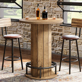 31" Bar Table, Round Bistro Pub Table with Footrest for Dining Coffee Cocktail(Only Table) 3
