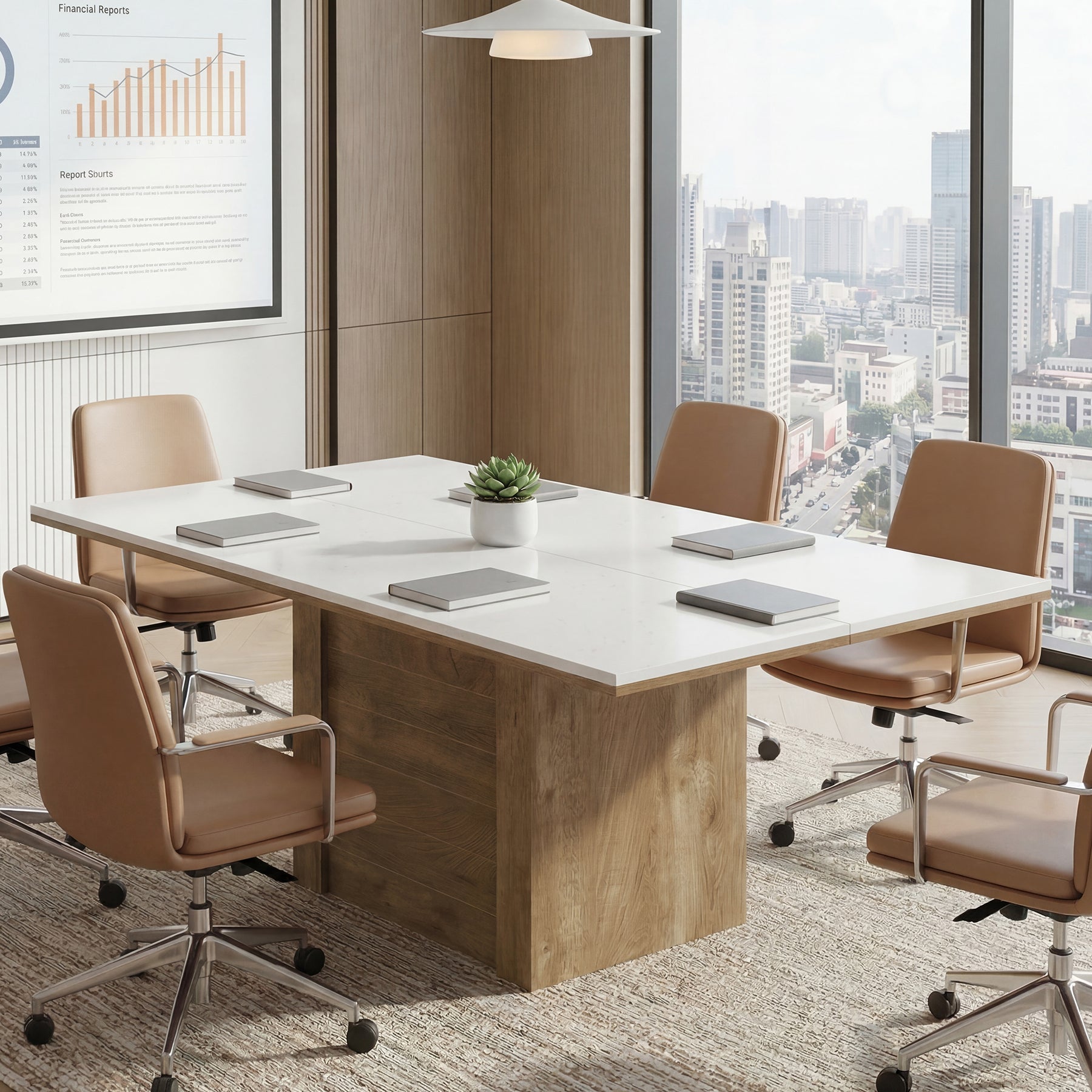 Tribesigns 55" Rectangular Conference Table, Meeting Table for 6-8 People for Office