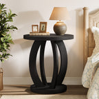 Round Nightstand with Storage, Large Bedside Table for Bedroom