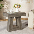 24" End Table, 2-Tier Narrow Side Table with Trapezoid Base