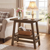 2-Tier Small Side Table, Farmhouse Rectangular Nightstand for Living Room, Bedroom 3