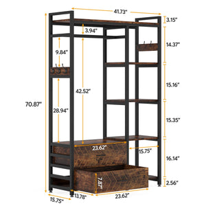 Tribesigns Closet Organizer, Freestanding Clothes Rack with 2 Drawers