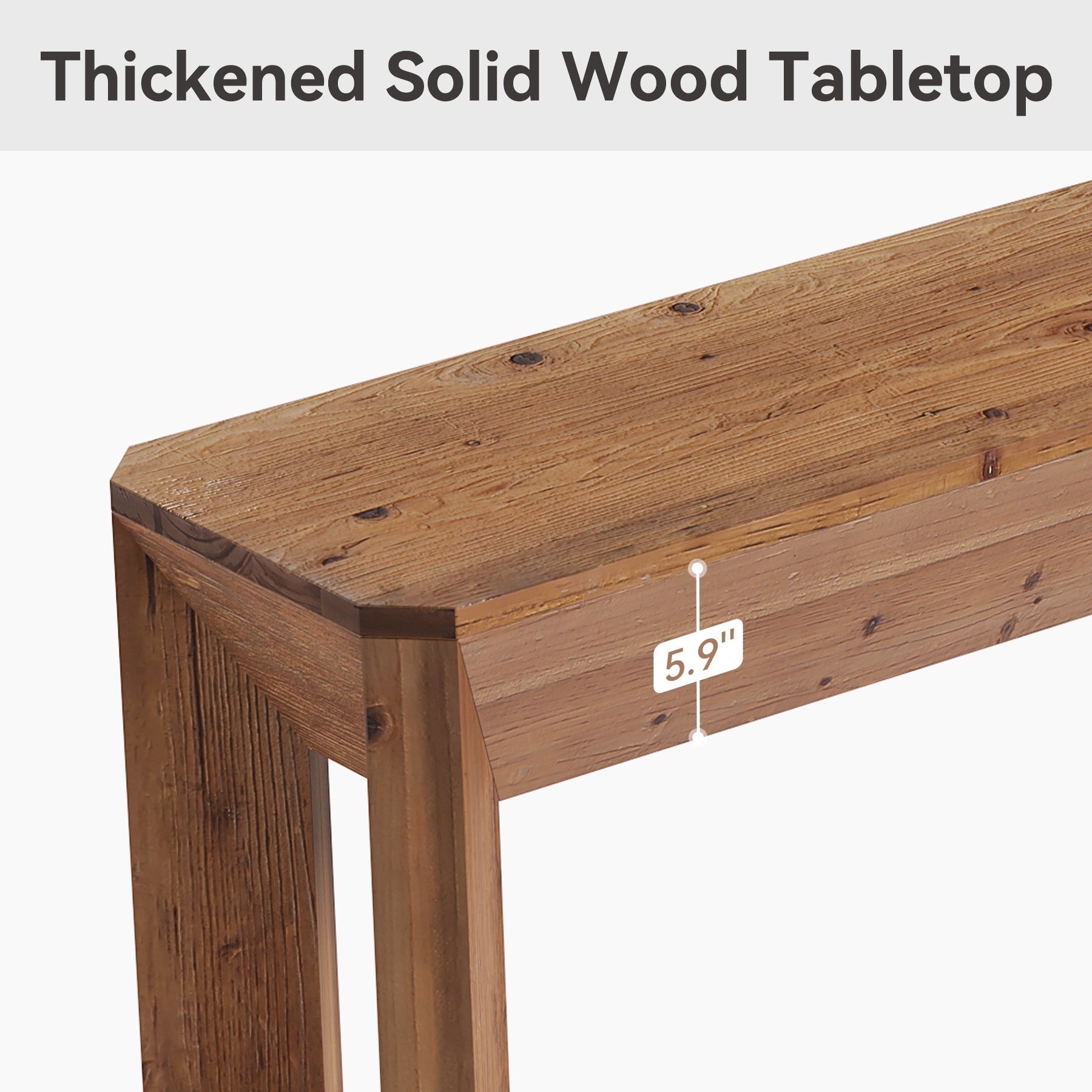 Solid Wood Console Table, 63" Entryway Table with Integrated Splayed Legs