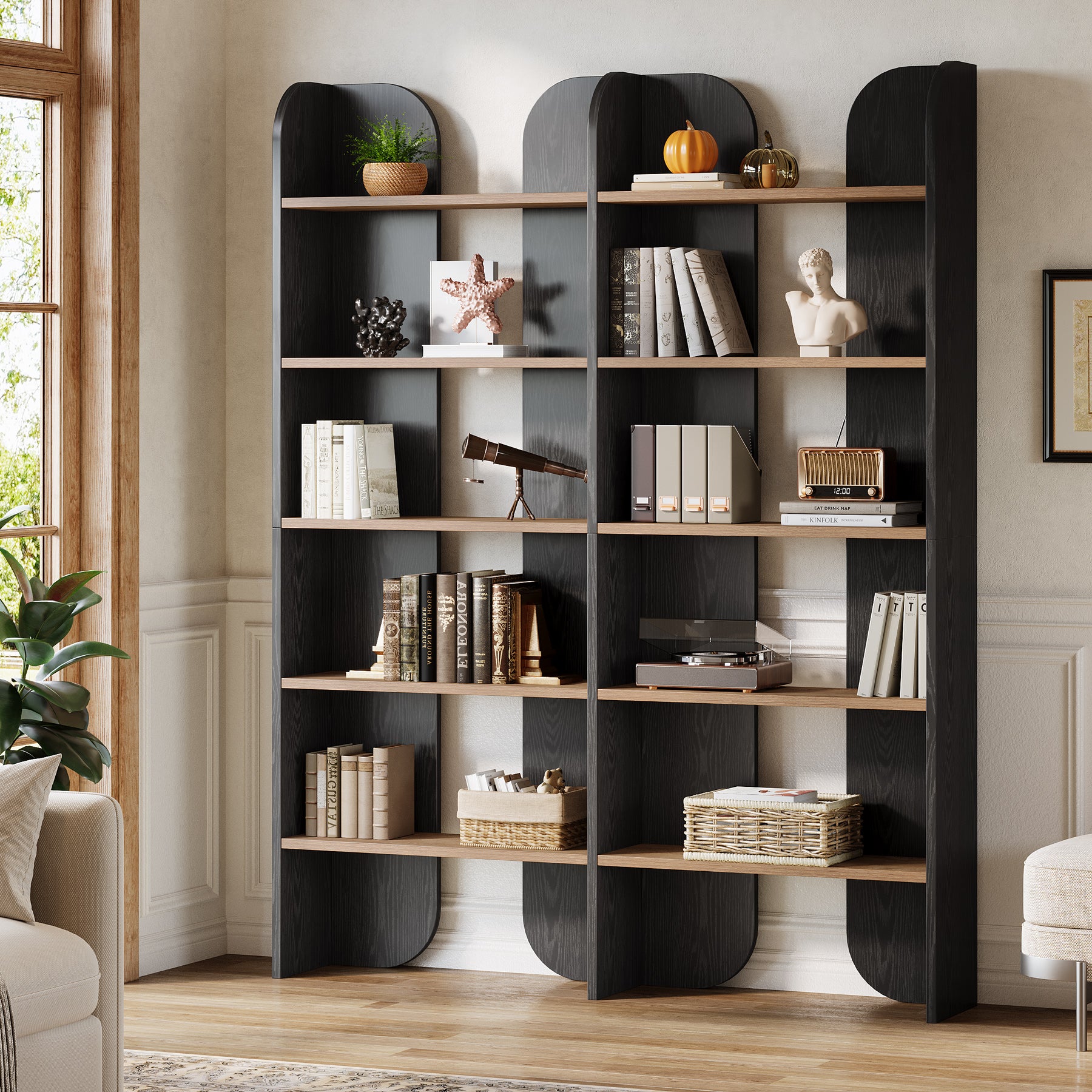 70.8" Bookshelf, 5-Tier Bookcase with Open Display Shelves