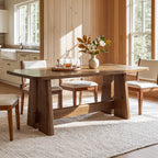 63" Farmhouse Solid Wood Dining Table for 4-6, Thick Top, Rectangular Kitchen Table