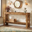 63" Console Table, 2-Tier Narrow Sofa Table with Storage and Scalloped Curves