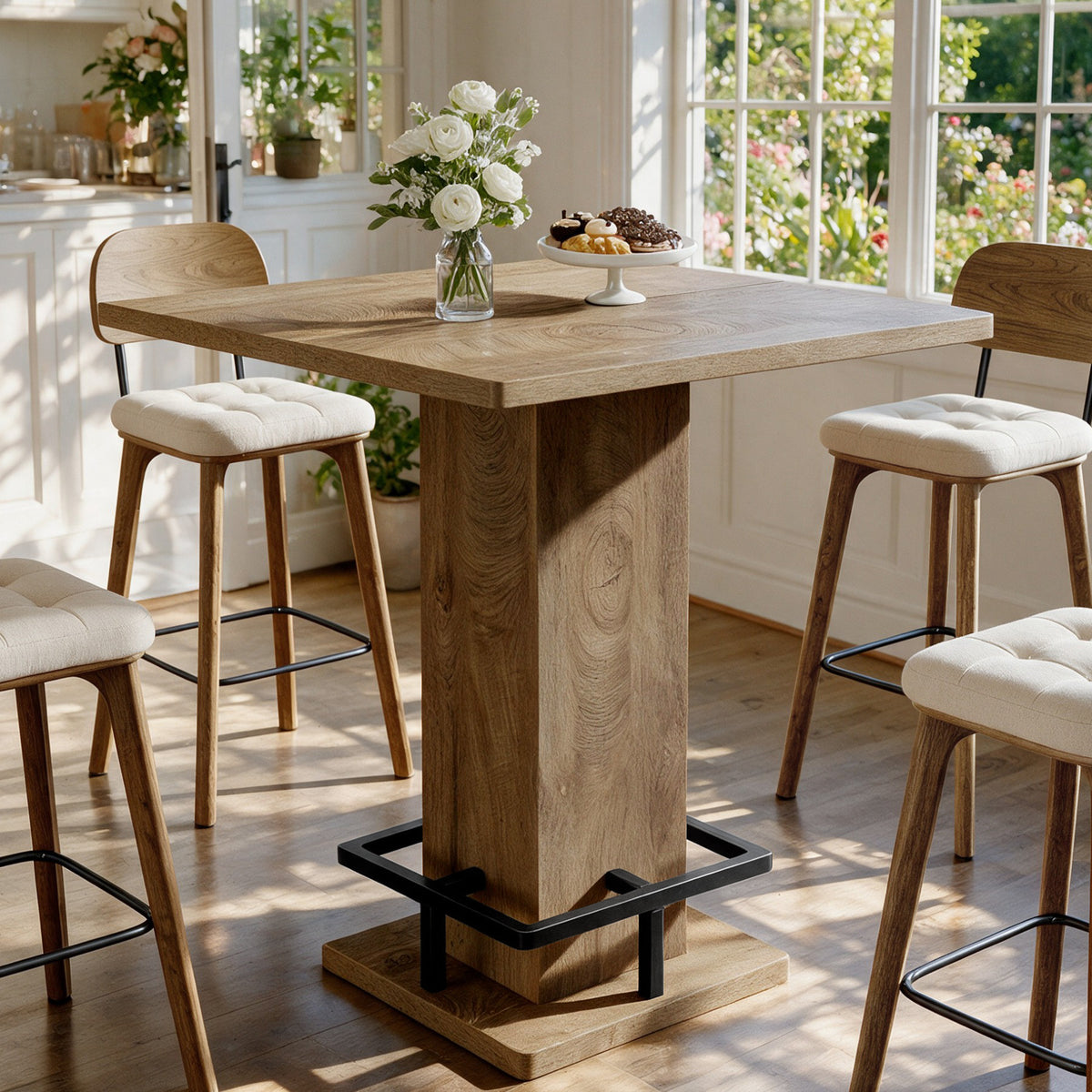 32" Square Counter Height Dining Table, Small Space Kitchen Table