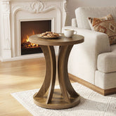 Tribesigns 17.71" Round Side Table, Farmhouse Curved End Table 3