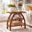 23.6" Solid Wood End Table, 3-Tier Farmhouse Side Table with Arched Leg Design