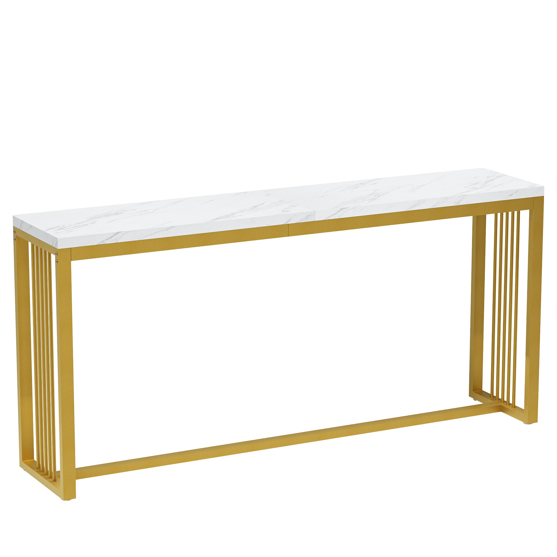 70.8" Bar Table, Counter Height Pub Table with Metal Base, Narrow Kitchen & Dining Room
