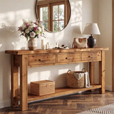 70.9" Solid Wood Console Table, Entryway Table with 3 Drawers For Living Room 3