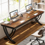 78.74" Two Person Desk Industrial Double Computer Desk with Metal Frame Tribesigns