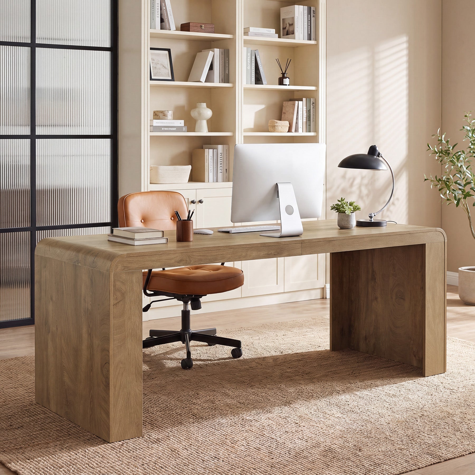 71" Executive Desk, Modern Computer Desk with Spacious Tabletop for Work, Business