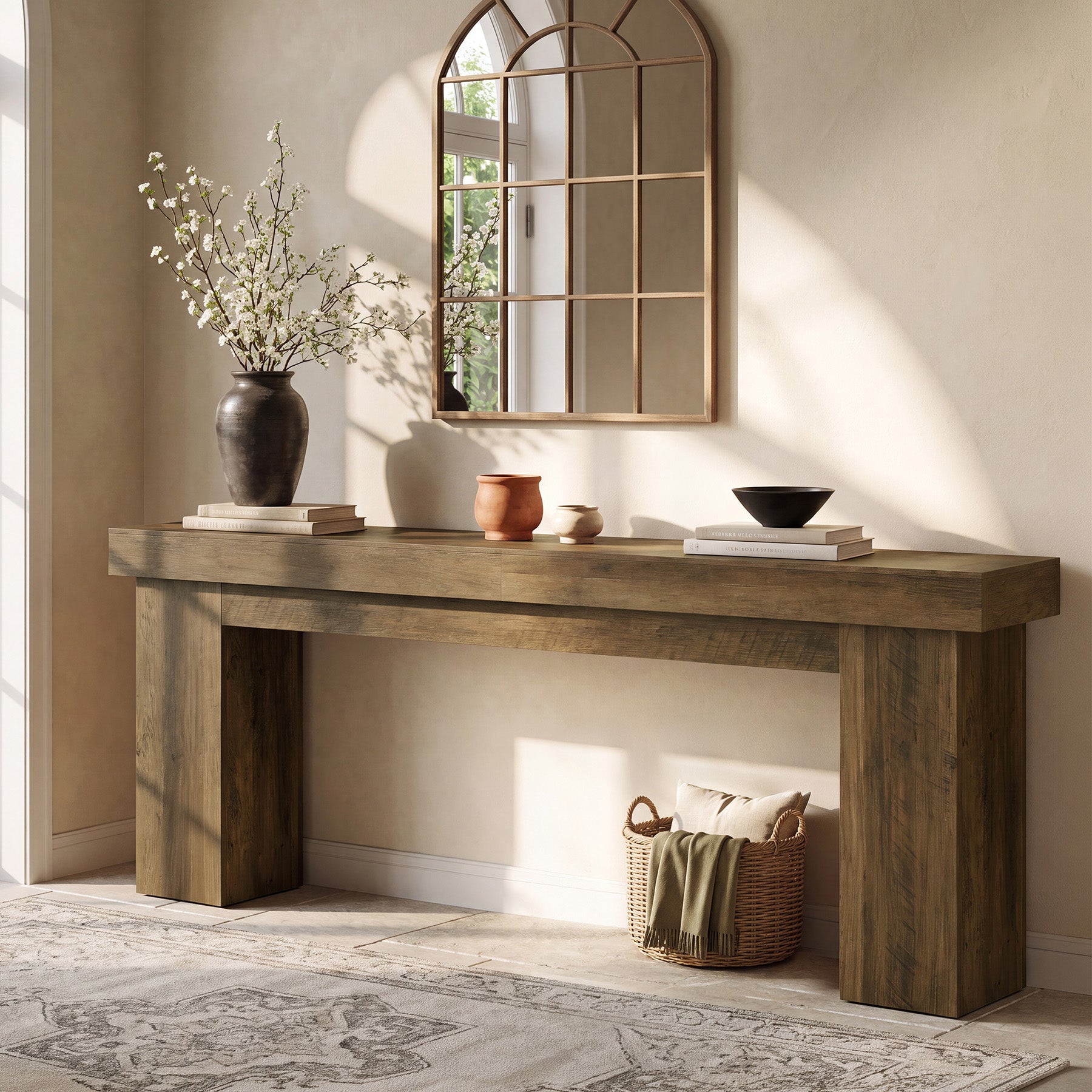 86.6" Console Table, Extra-Long Sofa Entryway Table for Living Room, Foyer