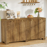 59" Sideboard Buffet Cabinet, Fluted Buffet Table with 4 Doors & Shelves 3