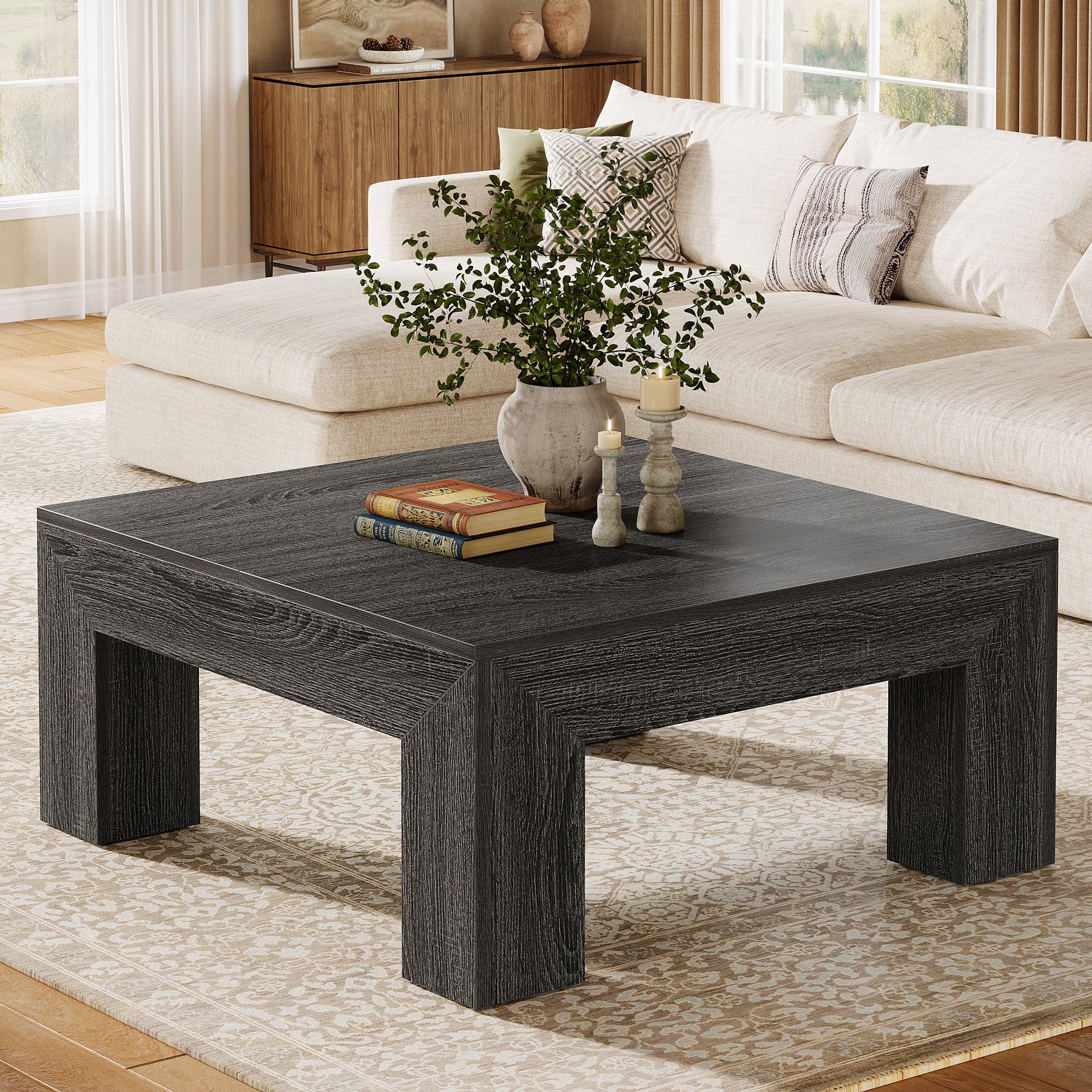 39" Coffee Table, Farmhouse Square Accent Center Cocktail Table