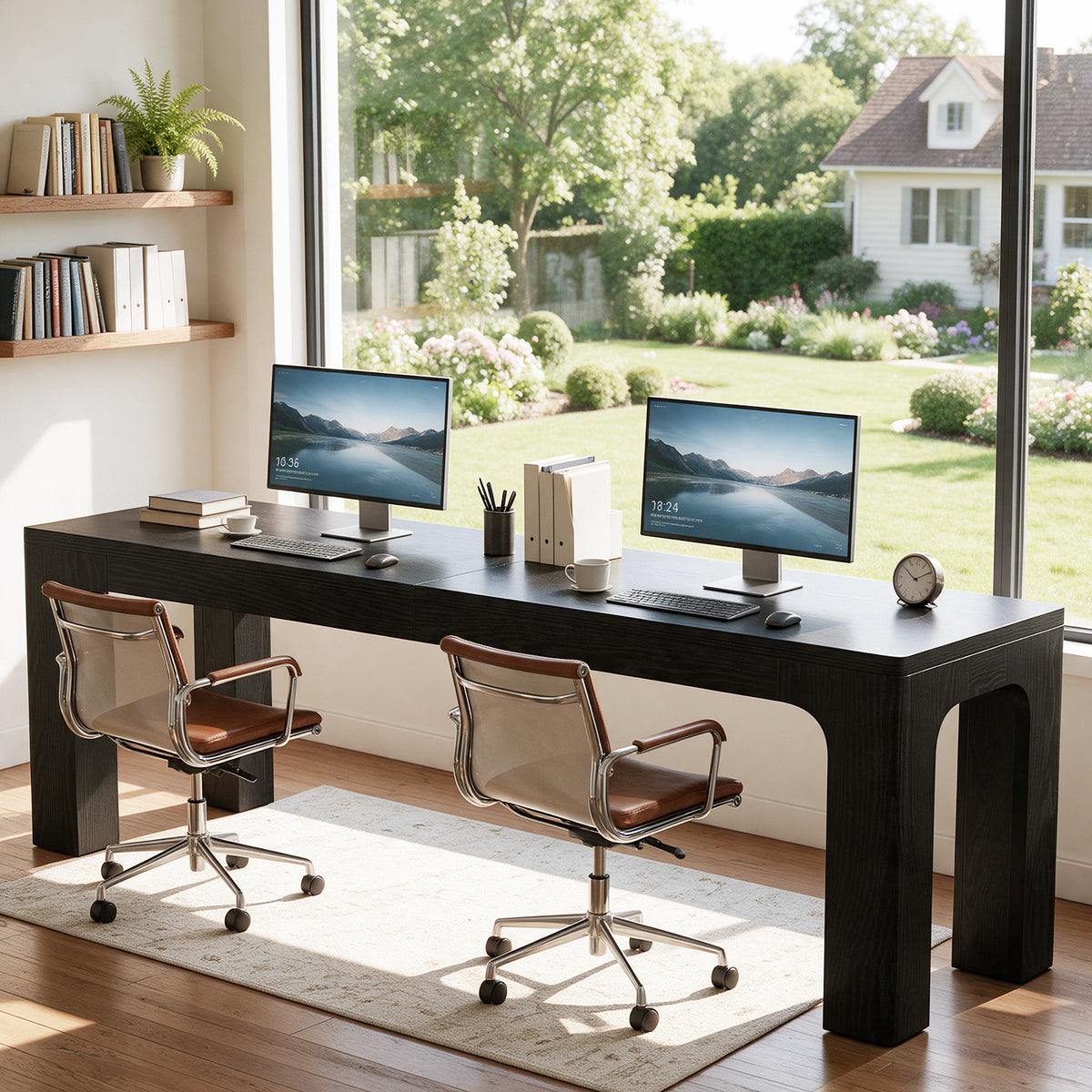 79" Farmhouse Executive Desk, Computer Desk for Home Office, Long Workstation