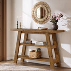 Solid Wood Console Table, 47.24" Farmhouse Entryway Table with 3-Tier Shelves