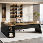 79" Executive Desk, L-Shaped Office Compter Desk with Cabinet for Home Office