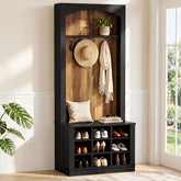 70.8" Tall Hall Tree, 4-in-1 Entryway Tree with Bench and Shoe Storage 3