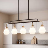 5-Light Pendant Light, Adjustable-Height Kitchen Island Light with Frosted White Glass, E26 Base 3
