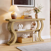 55" Console Table, Farmhouse Entryway Table Sofa Tables with 3-Tier Storage 3