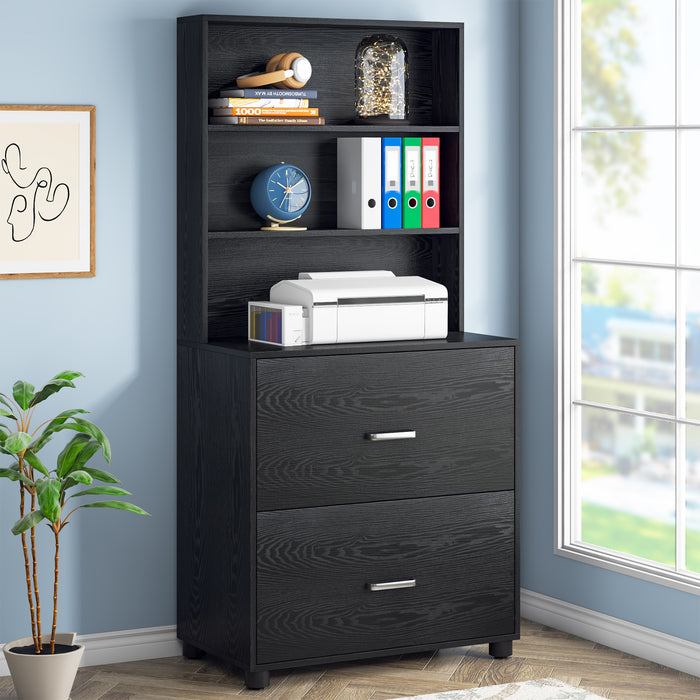 File Cabinet, Vertical Printer Stand with 2 Drawers & Storage Shelves Tribesigns