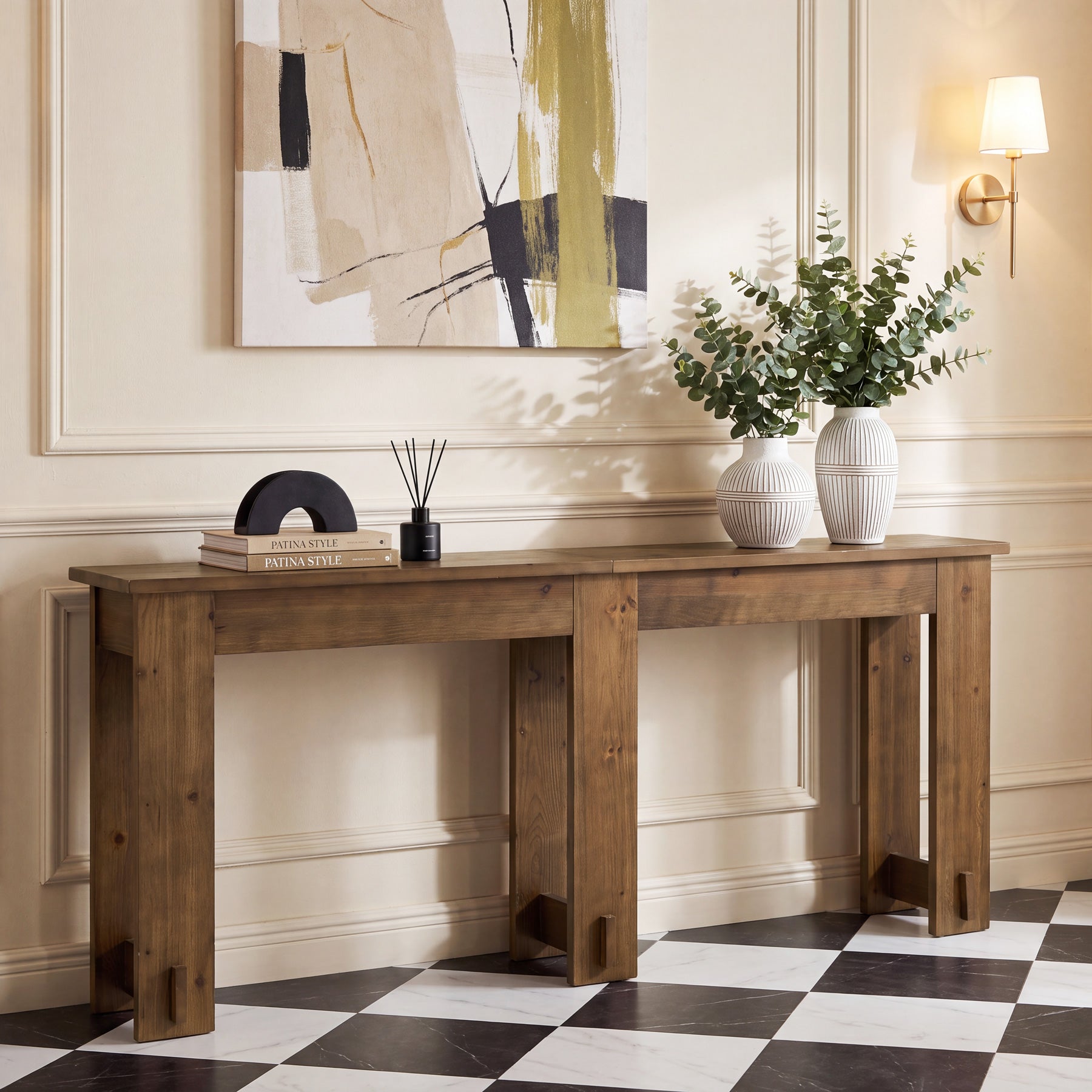 78.7" Extra Long Console Table,  Solid Wood Sofa Table with Sturdy Frame for Hallway