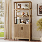 70.9" Bookcase, Wooden Bookshelf with 3-Tier Open Shelf and Door Cabinet 3