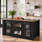 71" Kitchen Island with Seating, 2 Drawers & Storage Cabinets, Counter Height 3
