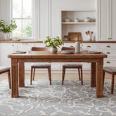 63" Farmhouse Solid Wood Dining Table for 4-6, Fluted Legs 3