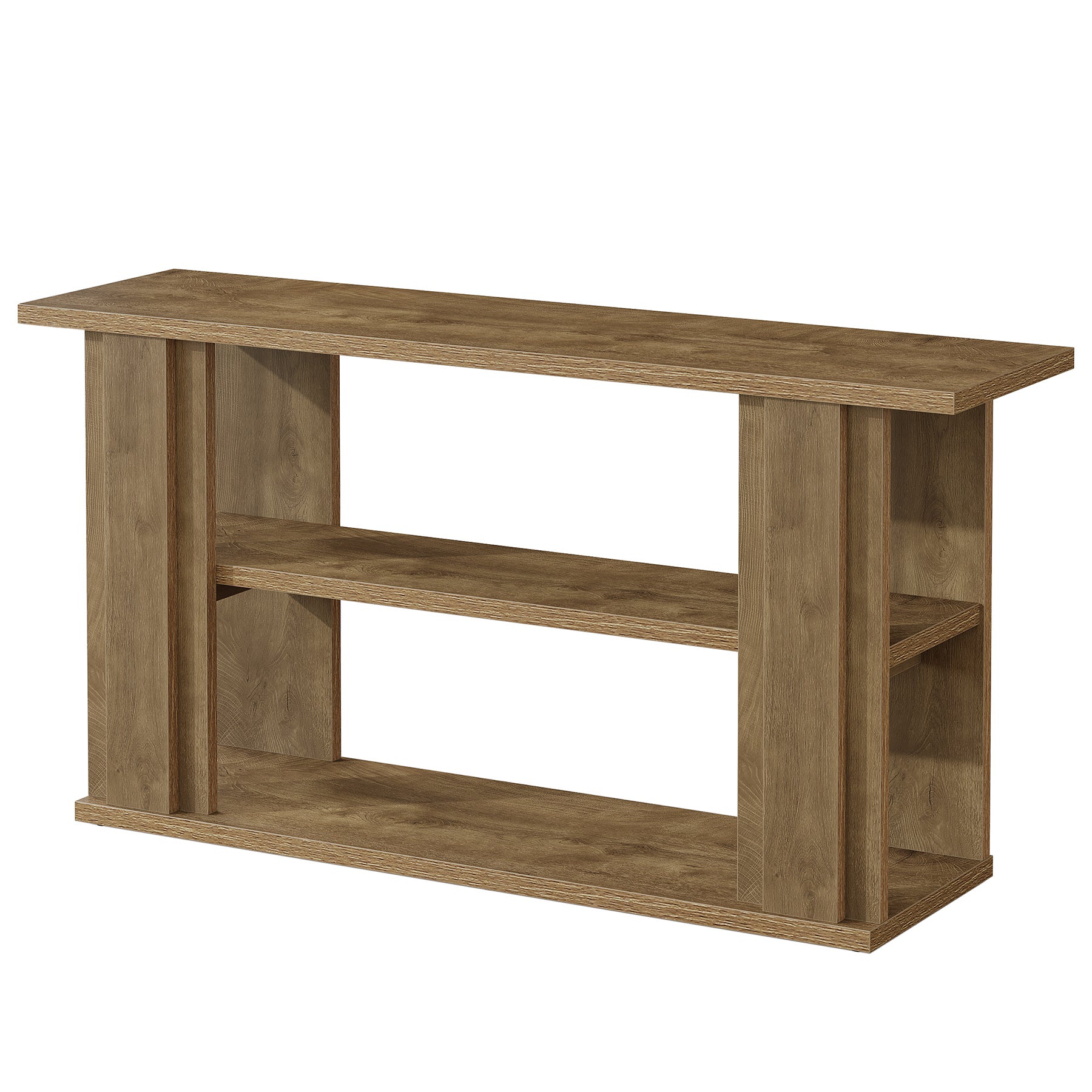 63" Farmhouse Console Table, Narrow Entryway Sofa Table with 3-Tier Storage Shelves