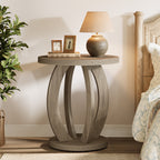 Round Nightstand with Storage, Large Bedside Table for Bedroom