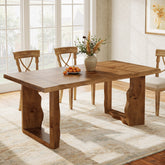 63" Solid Wood Live Edge Dining Table for 6, Rustic Modern Kitchen & Dining Room Table with Sculptural Legs 3