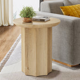 Round End Table, Wooden Pedestal Side Table with Octagonal Base 3