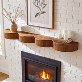 70.9" Fireplace Mantel, Solid Wood Fluted Floating Display Mantel Shelf for Living Room 3