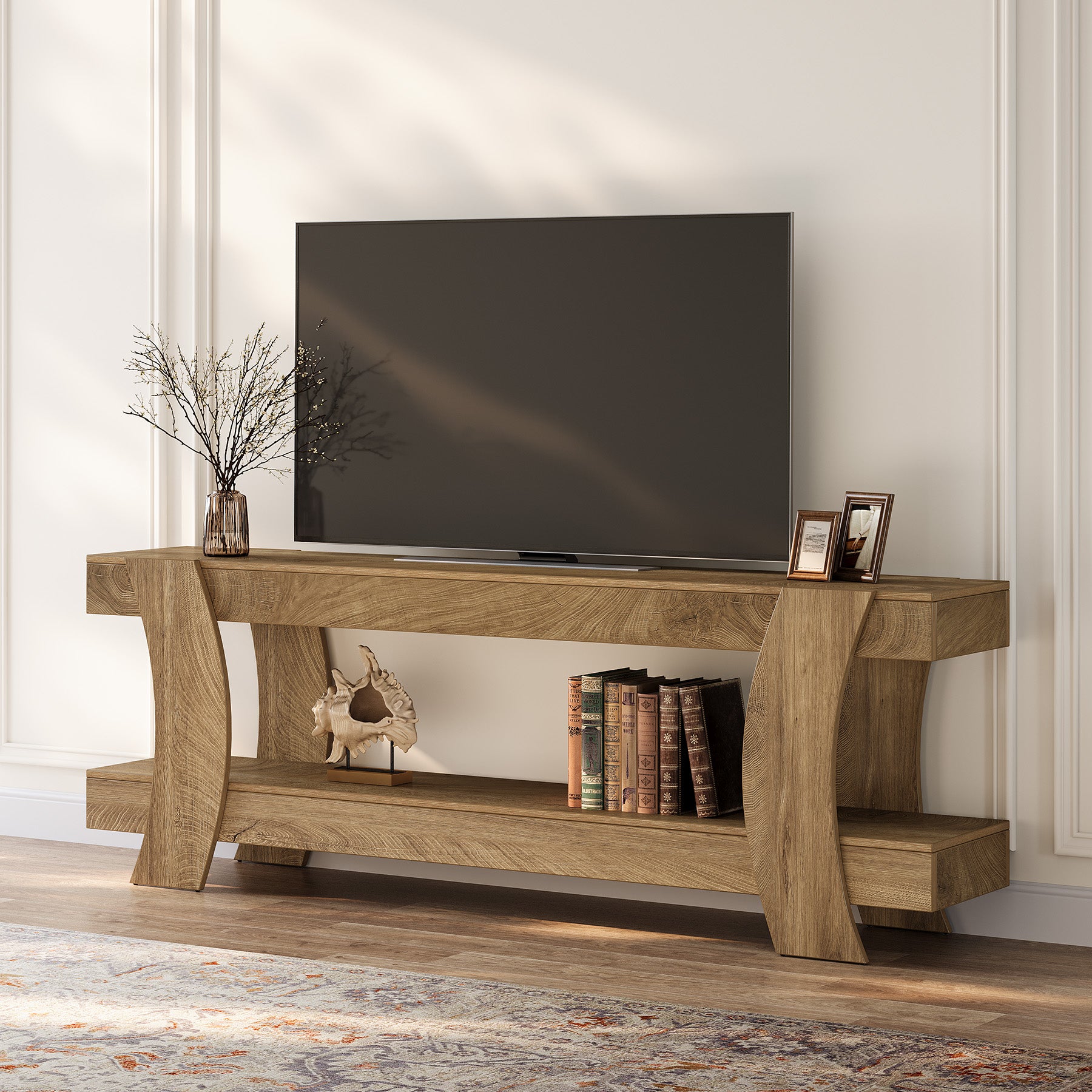 63" TV Stand with Storage, 2-Tier TV Console Entertainment Center for 70" TVs