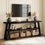 3-Tier Solid Wood TV Stand, 63" Entertainment Center with Open Shelves